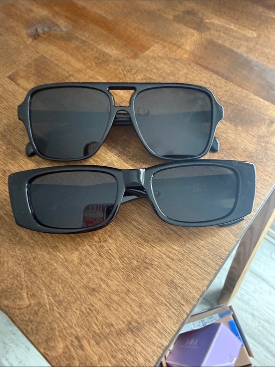 None Accessories - Black Rectangular Sunglasses Duo - Classic Black Lenses